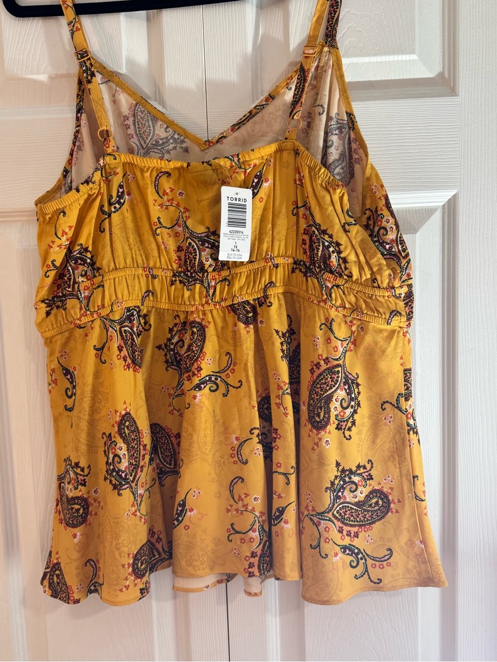 NWT Torrid Paisley Dance Mineral Yellow Babydoll Tank Top Size 1X (14/16) - Picture 4 of 5